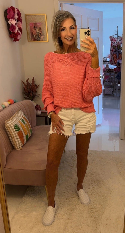 Lightweight Dolman Sleeve Boat Neck Sweater Top