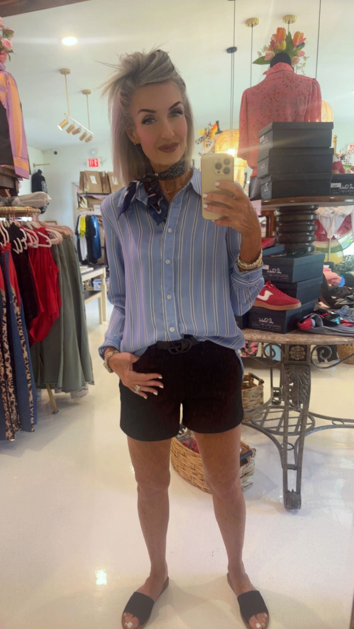 High-rise Color denim Jeans  Shorts Stretchy / 5 pockets
