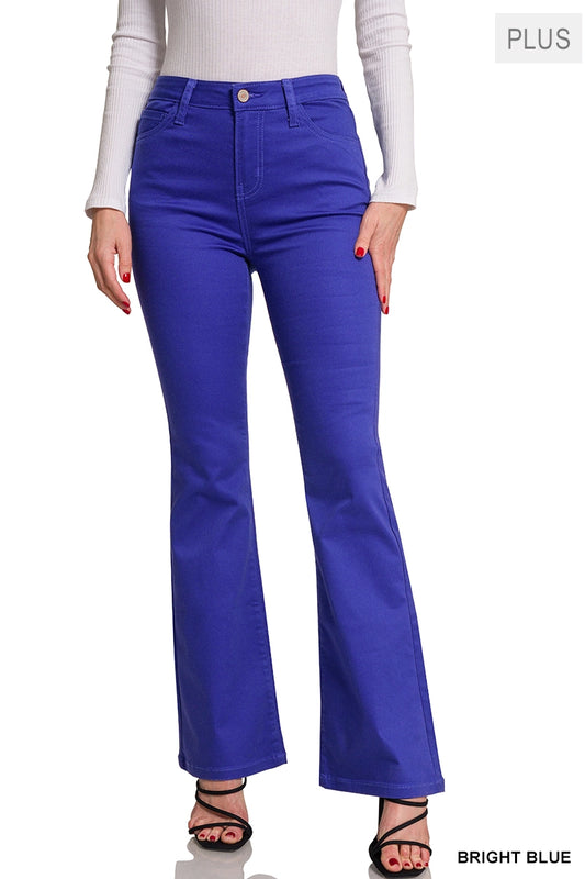 Plus Bright Blue High-Rise Bootcut Color Denim Pants