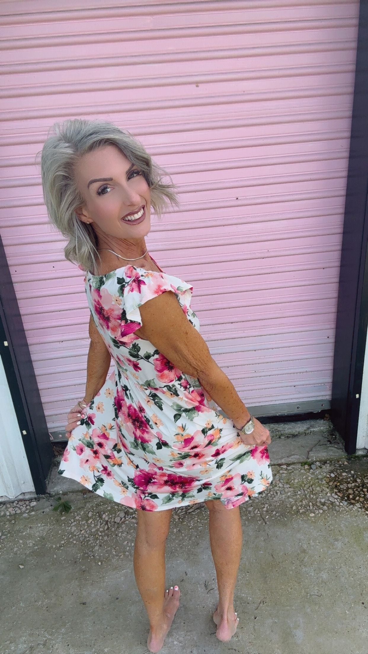Floral Scoop-Neck Swing Dress