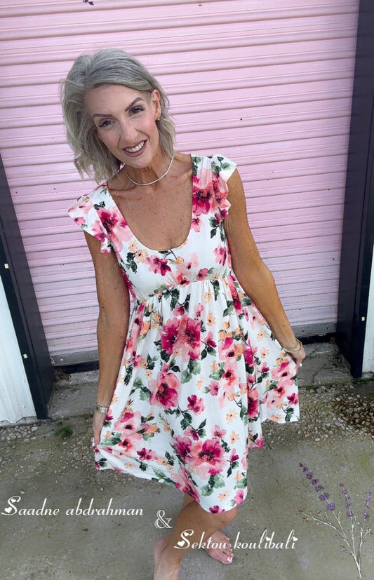 Floral Scoop-Neck Swing Dress